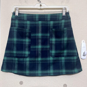 Seek The Label Tartan Plaid Mini Skirt sz XS Academia Schoolgirl navy blue green
